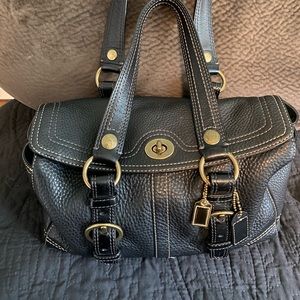 black leather coach bag